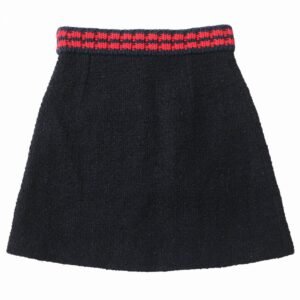 GUCCI skirt Outer: 79% nylon, Outer: 11% cotton, Outer: 10% acrylic, Part: 76% cotton, Part: 24% nylon, Lining: 77% cotton, 23% silk Black x Navy x Red Women 44 Used | AlmaBagz