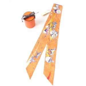 HERMES scarf silk Orange (Orange / Jaune / Blue) Twilly | AlmaBagz