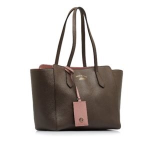 Gucci Swing Tote Medium Brown Leather | AlmaBagz
