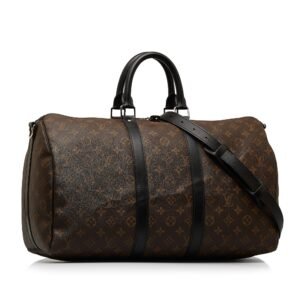 LOUIS VUITTON Monogram Macassar Keepall Bandouliere 45 Travel Bag | AlmaBagz