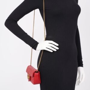 Gucci GG Marmont Red Matelasse Leather Super Mini | AlmaBagz