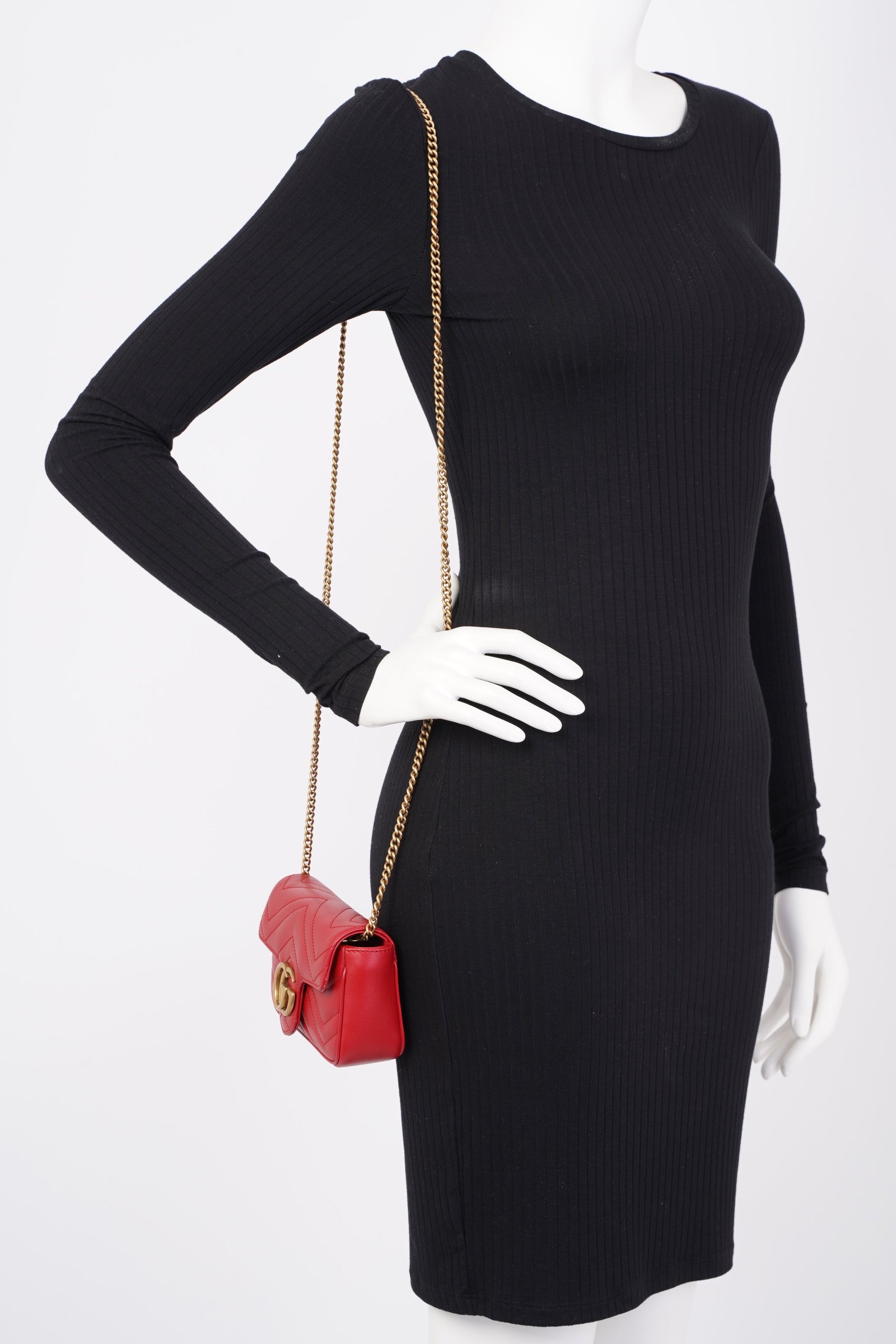 Gucci GG Marmont Red Matelasse Leather Super Mini | AlmaBagz