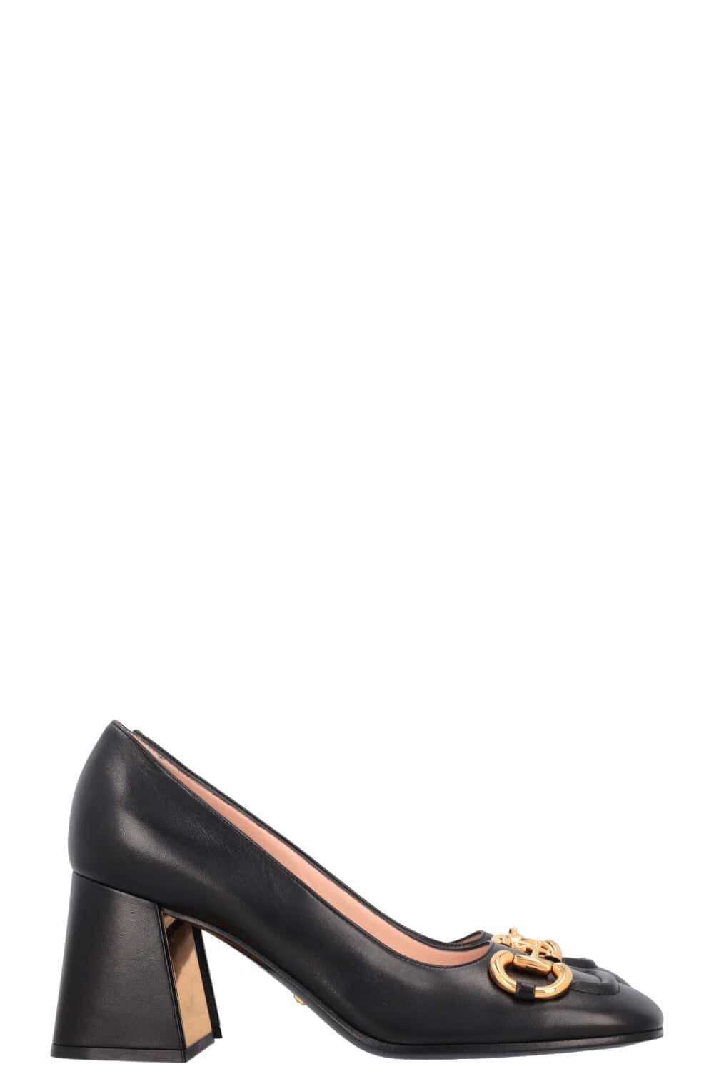 GUCCI Square Horsebit Heels Black | AlmaBagz