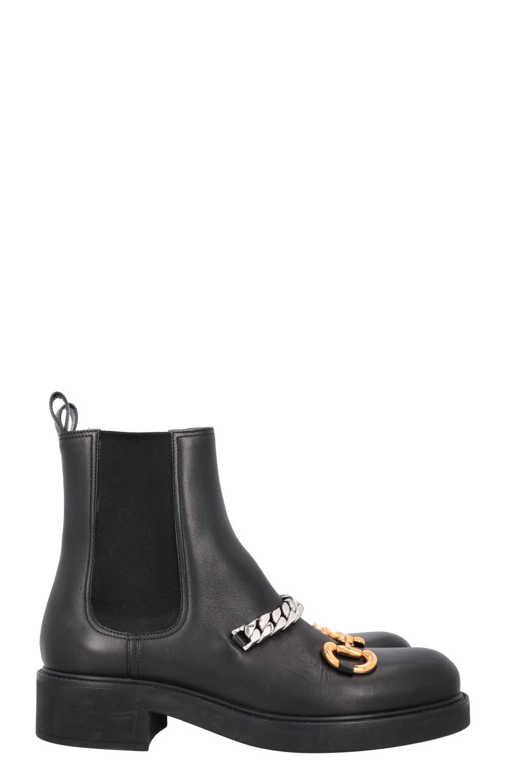 GUCCI Horsebit Chain Chelsea Boots Black Leather | AlmaBagz