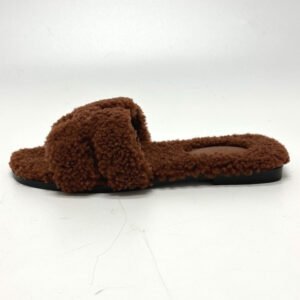 HERMES Sandals Sheepskin Brown Oran 37 | AlmaBagz