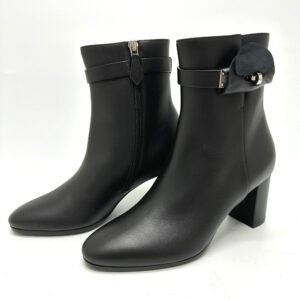 HERMES boots Calf leather black Kelly Saint Germain 36.5 | AlmaBagz