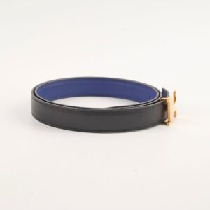Hermes Constance Mini Belt Rose Gold Noir/Bleu Saphir Size 90 | AlmaBagz