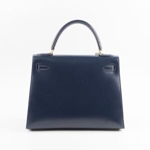 Hermes Kelly 28 Blue Indigo Box Circle X Stamp | AlmaBagz