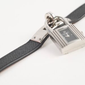Hermes Kelly Watch Bracelet Black/Silver Espom | AlmaBagz