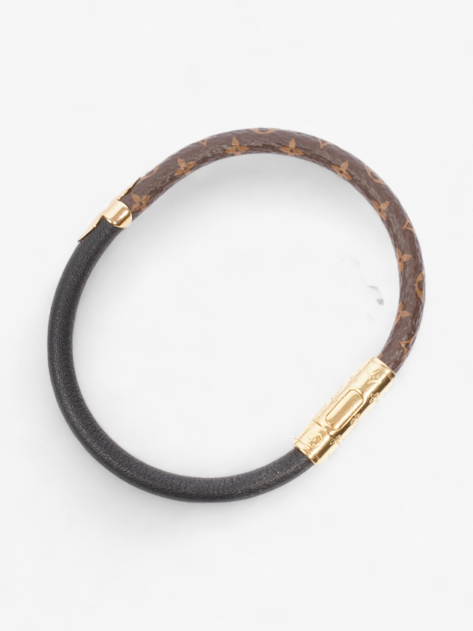 Louis Vuitton Daily Confidential Bracelet Monogram / Black / Gold Coated Canvas | AlmaBagz