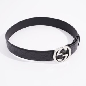 Gucci Signature Belt Black Leather 85cm 34" | AlmaBagz