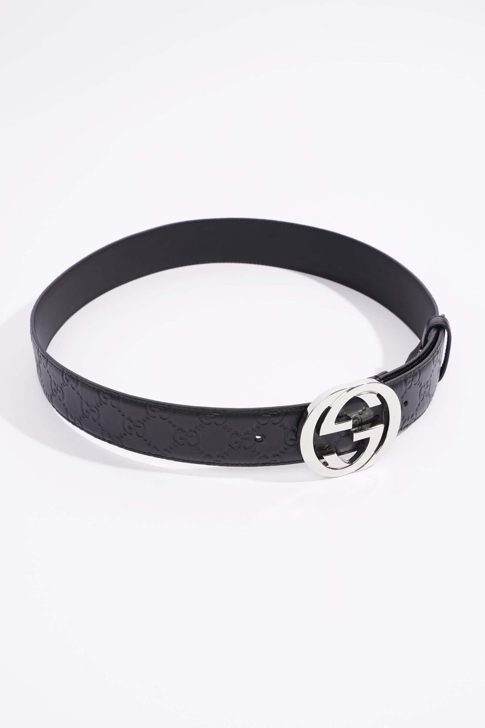 Gucci Signature Belt Black Leather 85cm 34" | AlmaBagz