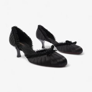 Louis Vuitton Ballet Pumps Heels 60mm Black Satin EU 38.5 UK 5.5 | AlmaBagz