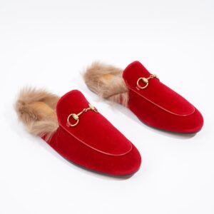 Gucci Princetown Fur Red Velvet EU 37 UK 4 | AlmaBagz
