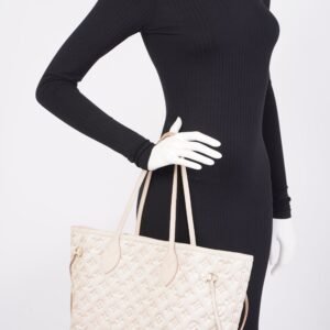 Louis Vuitton Neverfull MM Pale Beige Monogram Empreinte Leather | AlmaBagz