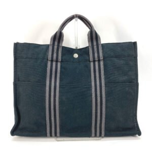 HERMES Tote Bag canvas black Fool Toe MM Women Used | AlmaBagz
