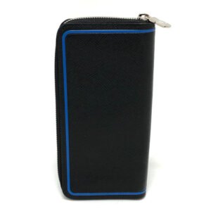 LOUIS VUITTON Long Wallet Purse M30070 Taiga Leather Black x blue Bicolor Taiga Zippy Wallet Vertical mens Used | AlmaBagz