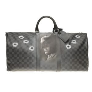 LOUIS VUITTON NEW Keepall 55 damier graphite strap customized "BATBAG II"! | AlmaBagz
