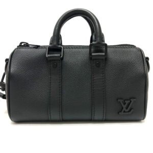 LOUIS VUITTON Boston Duffel bag M80950 Taurillon Clemence Leather black Aerogram Keepall XS | AlmaBagz