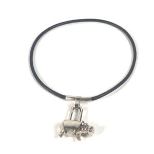HERMES Necklace leather black Hippo Hippopotamus | AlmaBagz
