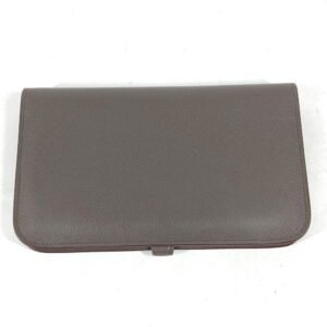 HERMES Long Wallet Purse , Evercolor gray Long wallet Dogon Duo GM | AlmaBagz