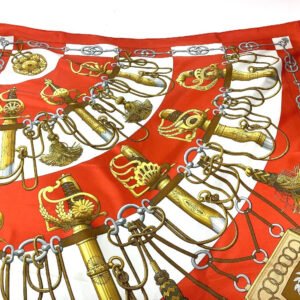 HERMES scarf silk Orange Carre90 Cliquetis tick sword pattern Women Used | AlmaBagz
