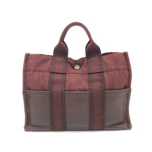 HERMES Handbag Leather / canvas Wine red type Half leather Fool ToePM Women Used | AlmaBagz