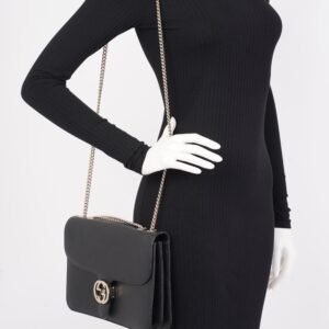 Gucci Interlocking G Black Leather Medium | AlmaBagz