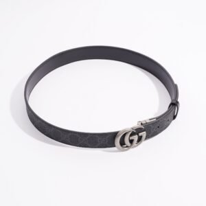 Gucci GG Marmont Reversible Belt Black GG Supreme Canvas 85cm 34" | AlmaBagz