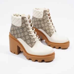 Gucci GG Ankle Boot White / Supreme Leather EU 41 UK 8 | AlmaBagz