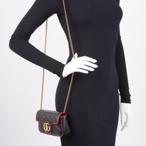 Gucci Torchon GG Marmont Black Leather Super Mini | AlmaBagz