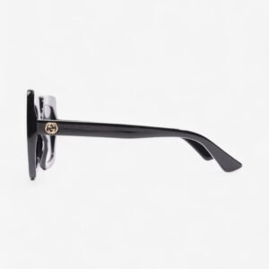 Gucci Oversized Square Sunglasses Black / Gold Acetate 145mm | AlmaBagz