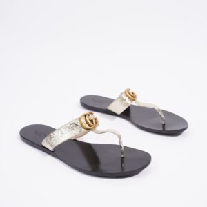 Gucci GG Marmont Gold Metallic / Black Leather EU 40 UK 7 | AlmaBagz