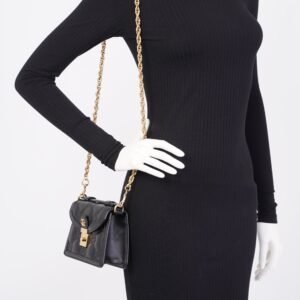 Gucci GG Matelasse Top Handle Black Matelasse Leather Small | AlmaBagz