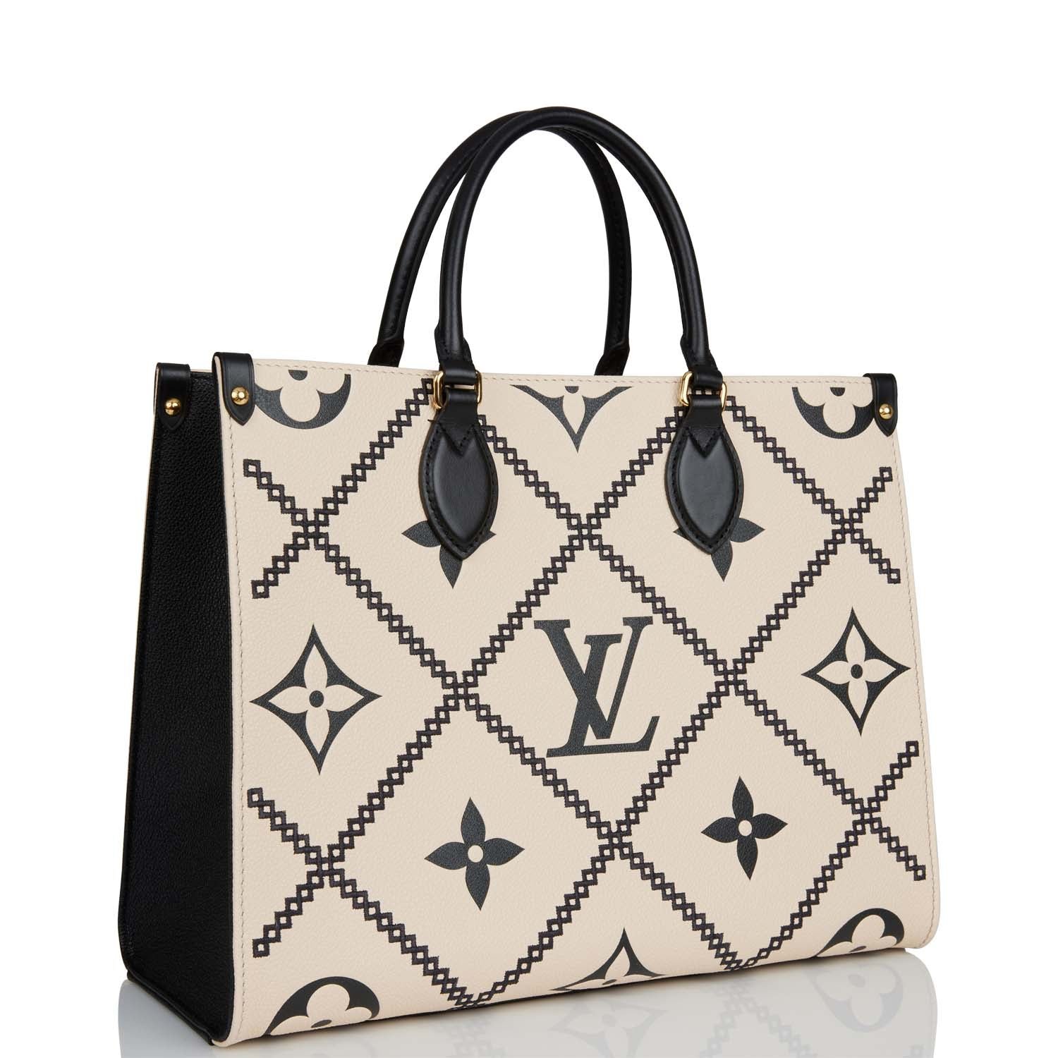 Louis Vuitton Black and Cream Empreinte Giant Monogram OnTheGo MM | AlmaBagz