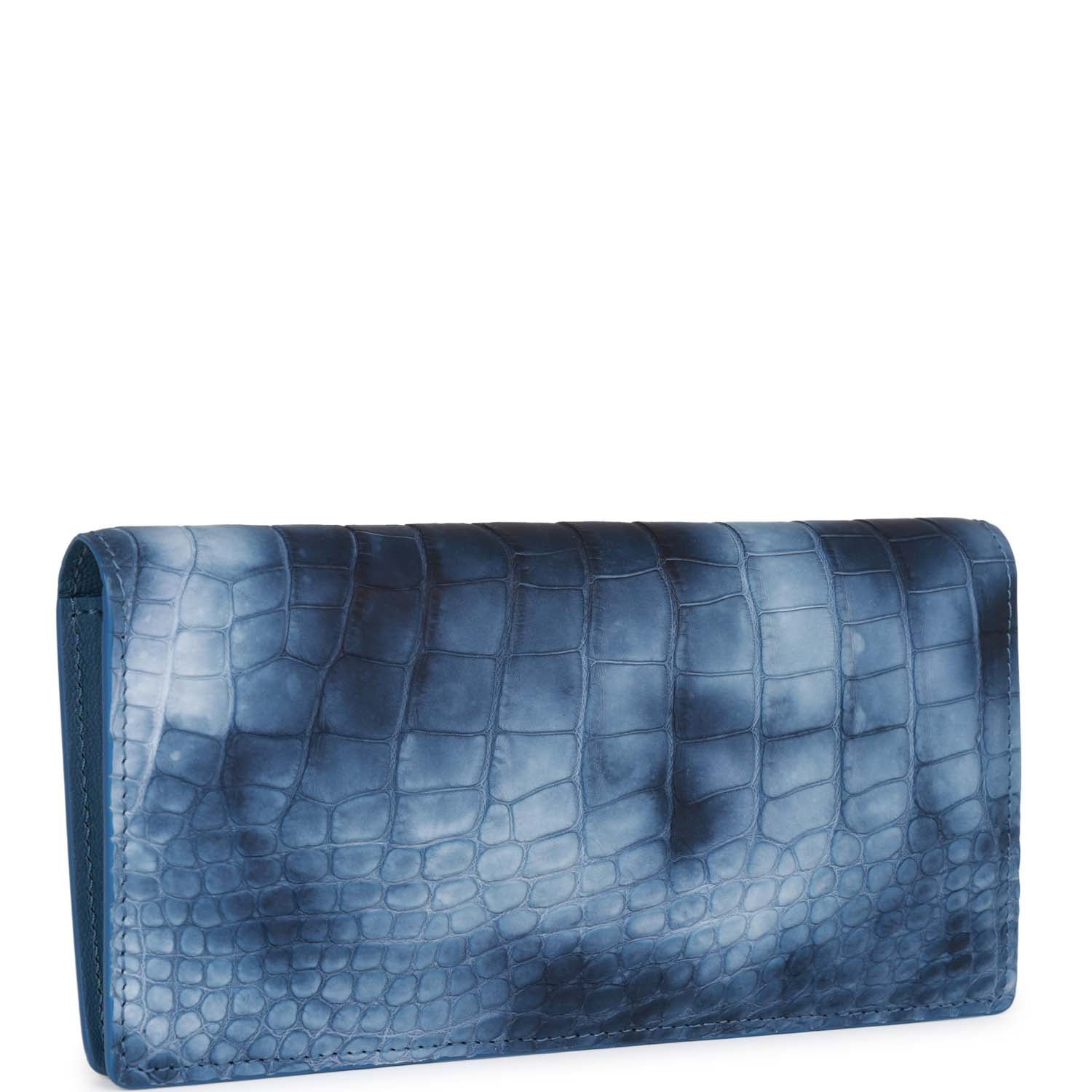 Louis Vuitton Brazza Wallet Multi Blue Matte Alligator Silver Hardware | AlmaBagz