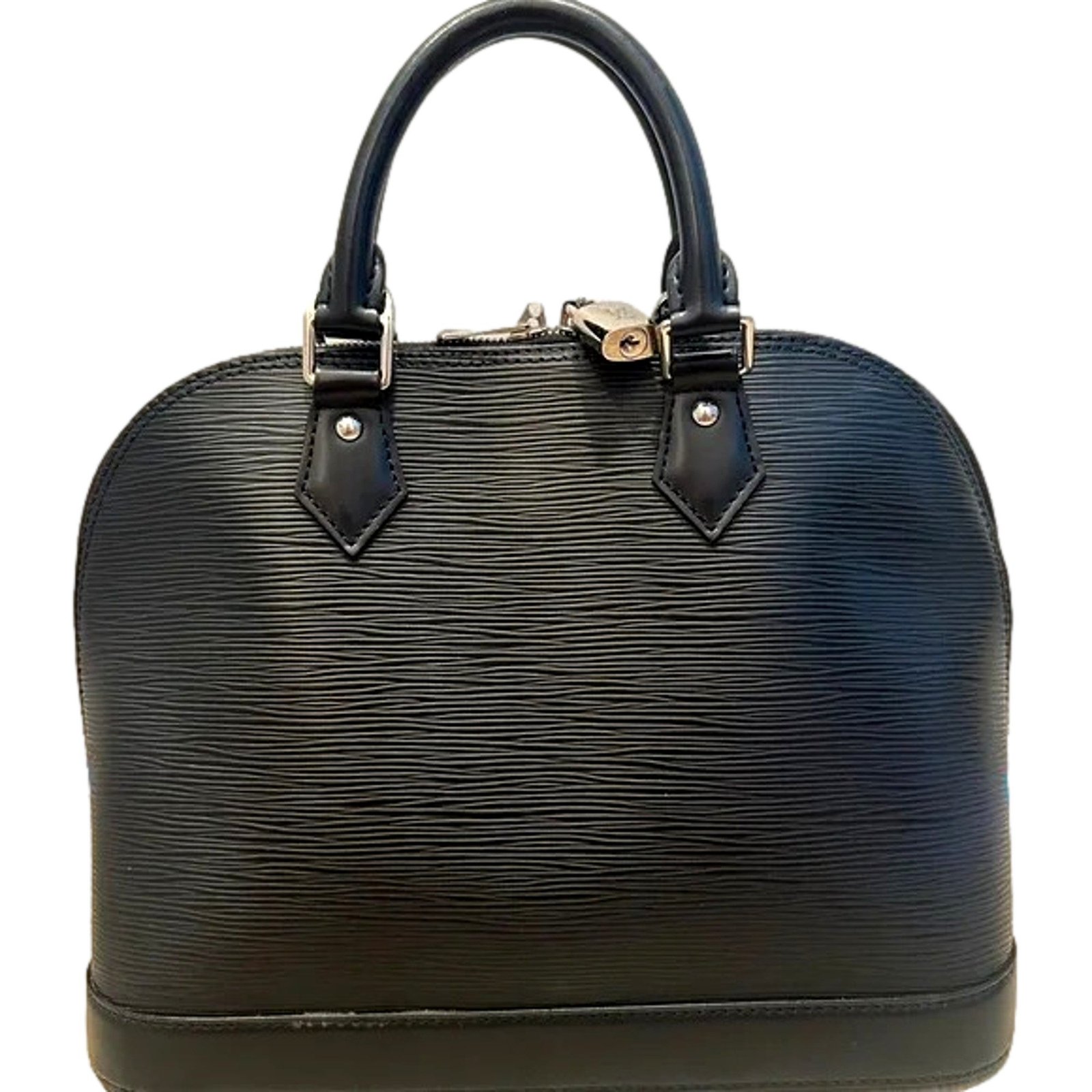 Louis Vuitton Alma Womens Handbag Black Epi Leather MM | AlmaBagz