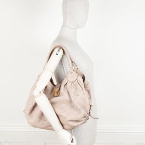 LOUIS VUITTON L Hobo Bag Mahina Leather Greige | AlmaBagz