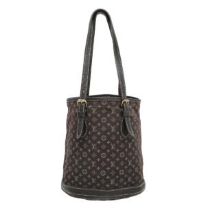 Louis Vuitton Brown Monogram Mini Lin Petit Bucket Bag | AlmaBagz