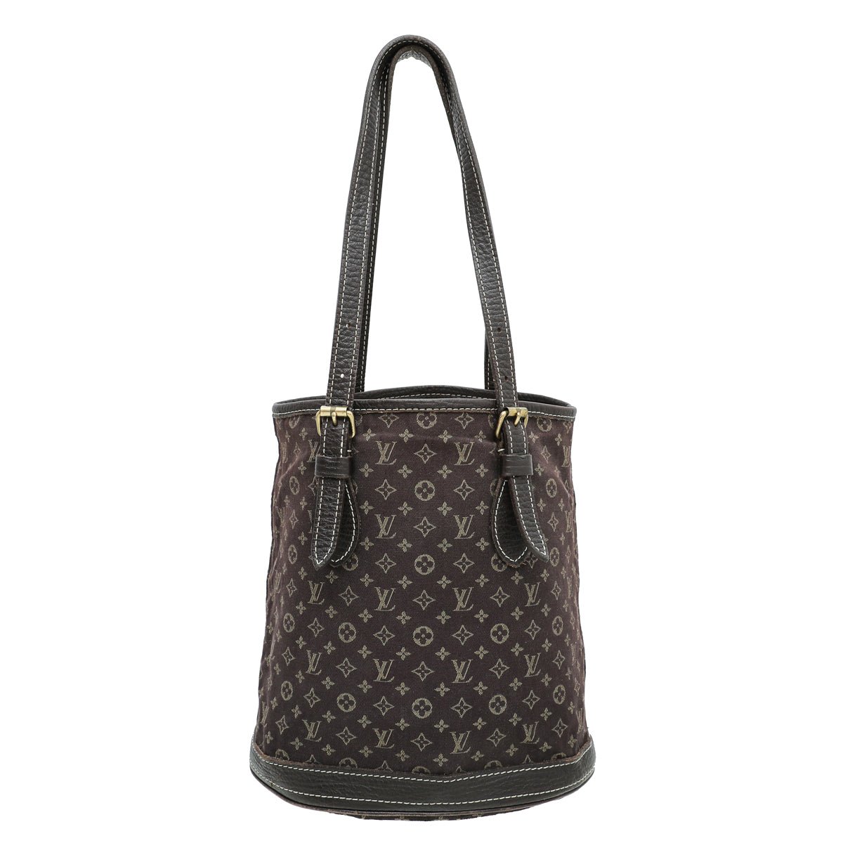 Louis Vuitton Brown Monogram Mini Lin Petit Bucket Bag | AlmaBagz