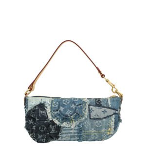 Louis Vuitton Blue Monogram Denim Patchwork Pouchy Bag | AlmaBagz