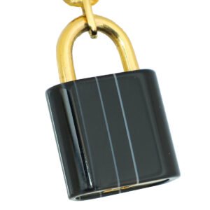 Louis Vuitton Black Crystal Key Padlock Chain Bracelet | AlmaBagz