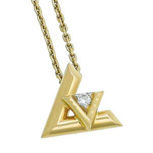 Louis Vuitton 18K Yellow Gold Diamond Volt One Small Pendant Necklace | AlmaBagz