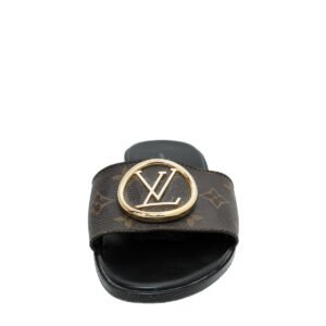 Louis Vuitton Monogram Lock It Flat Mules 41 | AlmaBagz