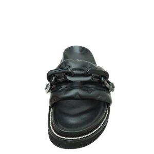 Louis Vuitton Black Monogram Embossed Sunset Flat Comfort Mules 36 | AlmaBagz