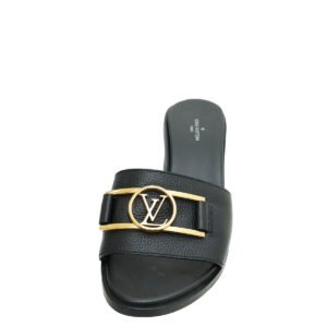 Louis Vuitton Black Lock It Mules 38 | AlmaBagz