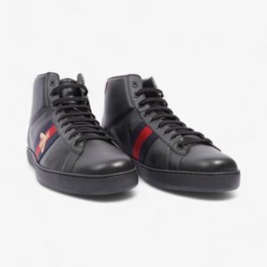 Gucci Bee Ace High-Top Black / Gold Leather EU 45 UK 11 | AlmaBagz