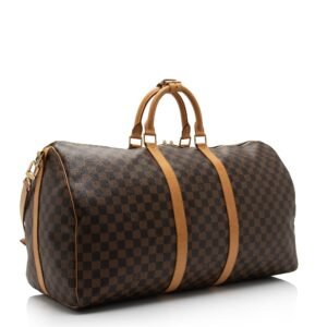 Louis Vuitton Damier Ebene Keepall Bandouliere 55 Duffle Bag | AlmaBagz