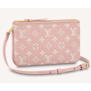 Louis Vuitton Double Zip Pochette Pink Monogram Empreinte Embossed Supple Grained Cowhide | AlmaBagz