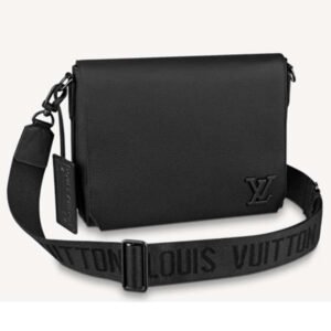 Louis Vuitton LV Aerogram Messenger Black Grained Calf Cowhide Leather Textile Lining | AlmaBagz
